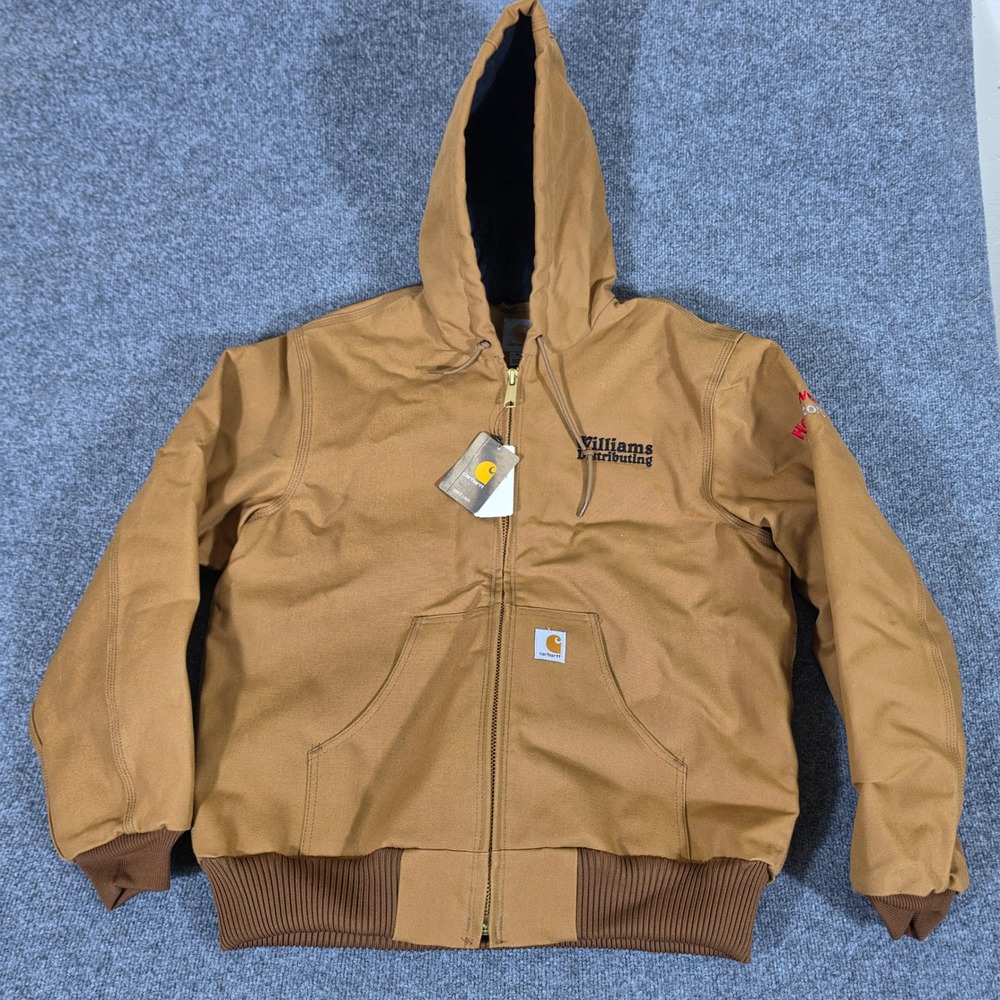 Carhartt 103940-BRN Mens Brown Duck Active Jacket Quilted Flannel Size M NWT